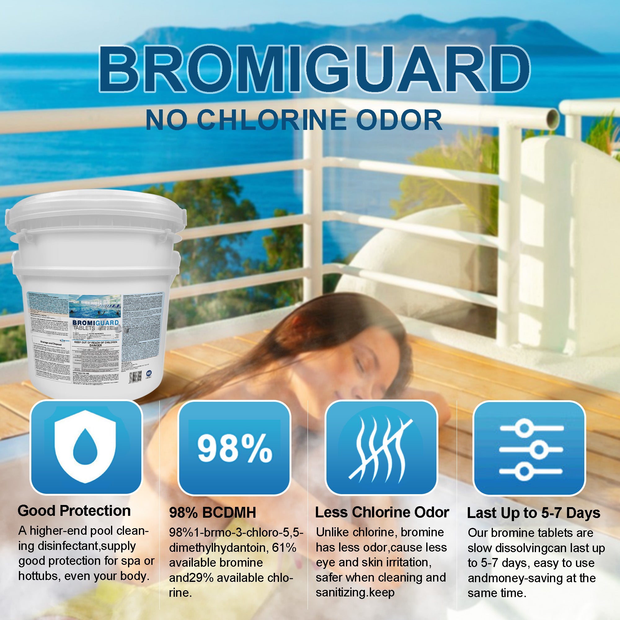 BROMIGUARD 25 LBS 1 inch Bromine Tablet for Spa, Hot Tubs or Swimming Pool
