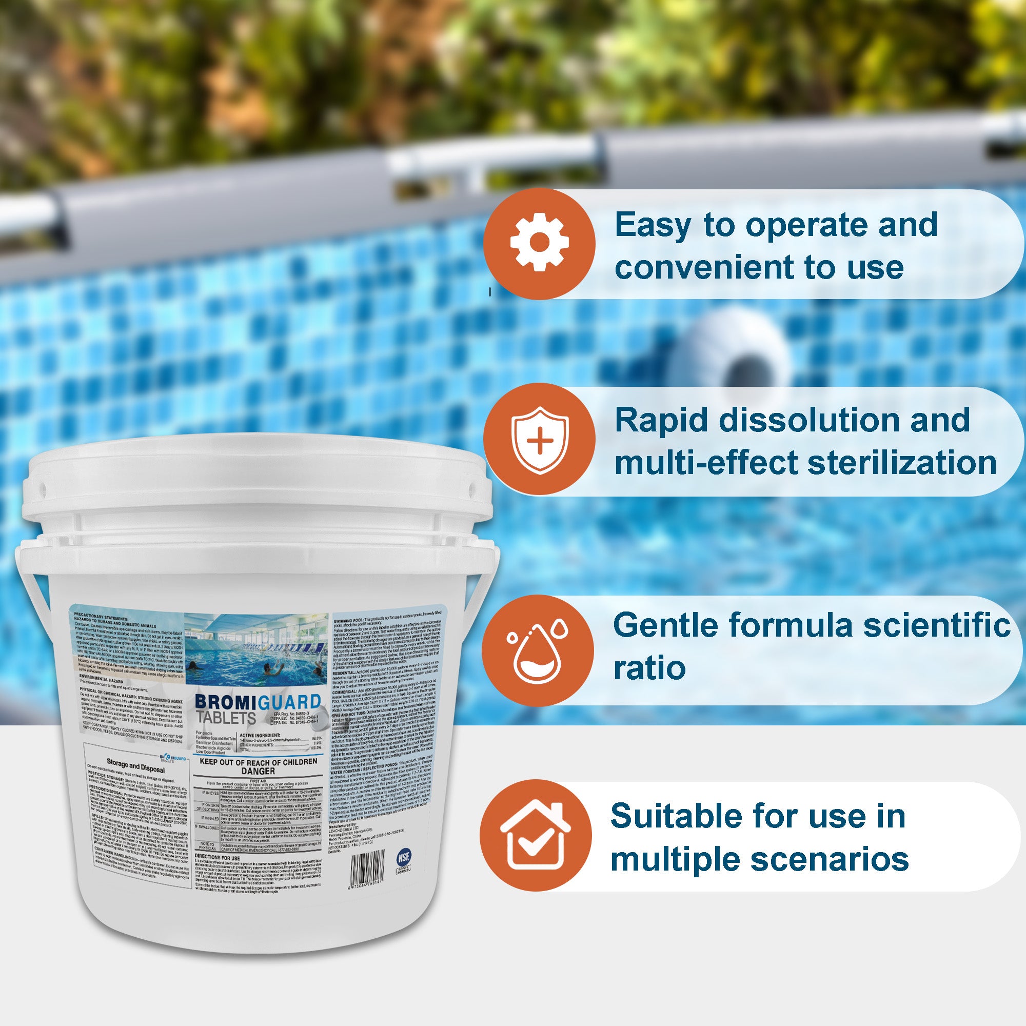 BROMIGUARD 4 LBS 1 inch Bromine Tablet for Spa, Hot Tubs or Swimming Pool