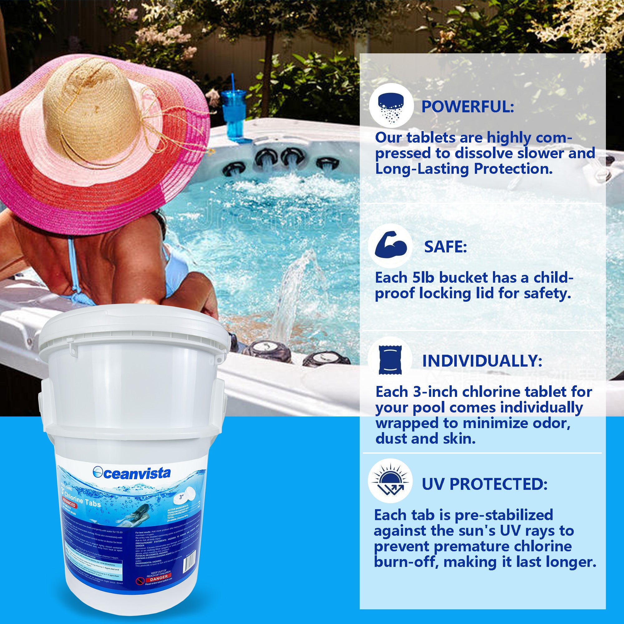 50LBS 3-IN Individually Wrapped Chlorine Tablet Sanitizer for Swimming Pool , Hot Tubs or Spa (50LBS PER PACK)